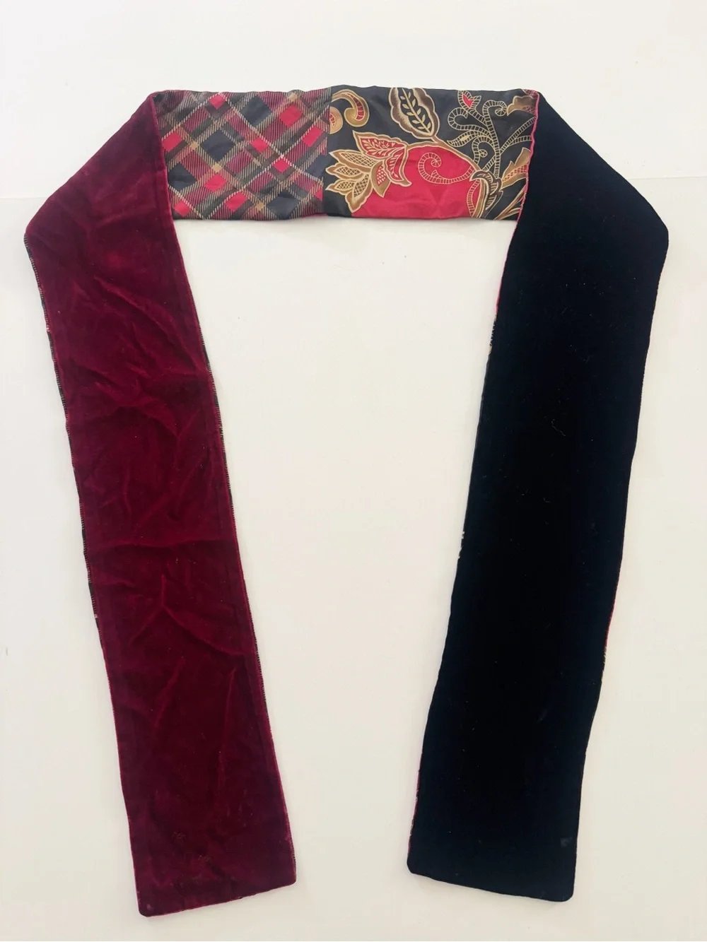 Silk Velvet Mixed-Pattern Reversible Scarf
